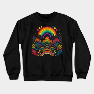 Retro Rainbow 70s Style Design Crewneck Sweatshirt